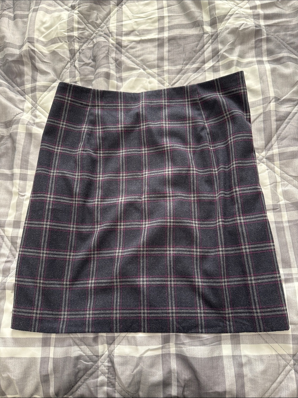 Banana Republic Dark Gray Plaid Mini Skirt with Pink Accents